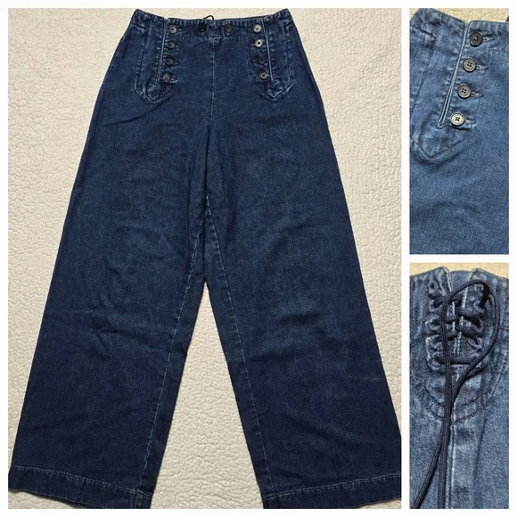 Banana Republic High Waisted Wide Leg Denim Jeans Size 6 - Picture 1 of 14